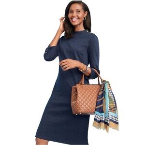 Talbots Heathered Shift Dress XL NWT Navy Button Shoulder Work Dress